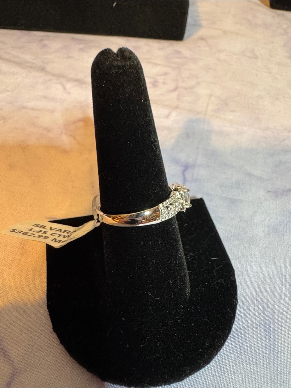 925 Silver 1.25 CTW Moissanite Halo Ring - Picture 3 of 4
